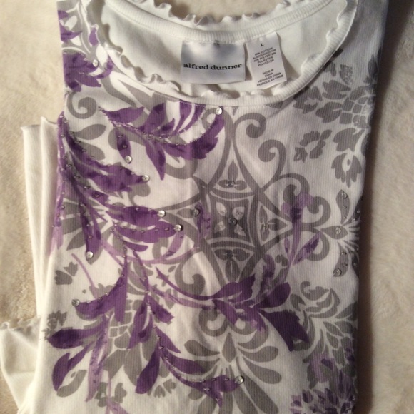 Alfred Dunner Top Elbow Length Embellished - Picture 3 of 7